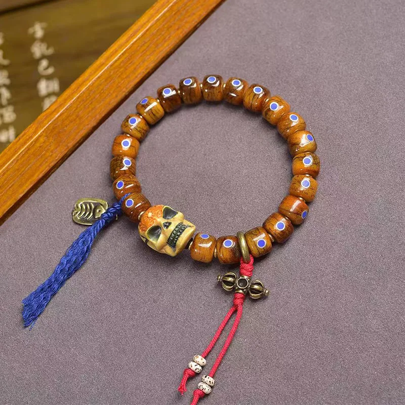Yak bone barrel beads decorative  single-loop Genpu Shitadalin copper clasp accessory Buddhist bead bracelet