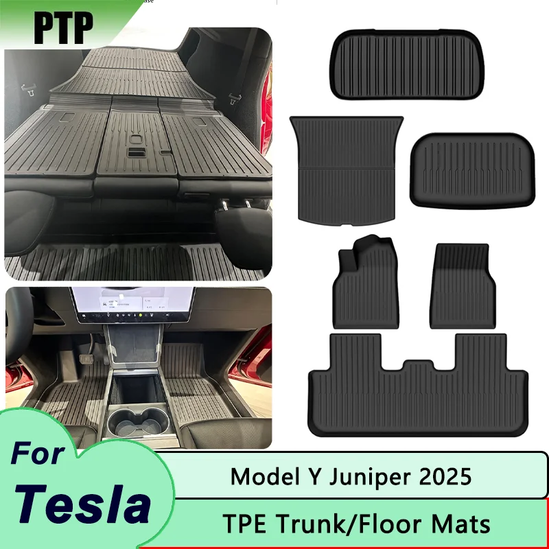 HEENVN All-Weather Cargo Liner for Tesla Model Y Juniper 2025 Non-Slip Dirt-Proof Front Rear Trunk Pad Car Accessories