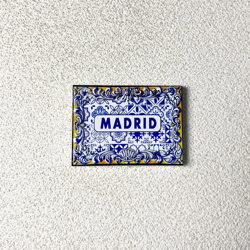 

3D Resin Magnet - Madrid, Spain - Traditional Tile Design - Perfect Home Decor - Strong Magnet for Fridge