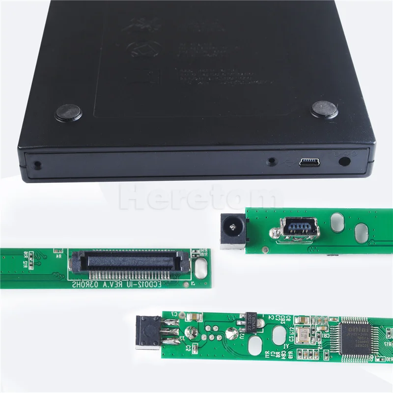 Hard Plastic Slim ABS USB 2.0 12.7mm IDE/ PATA to SATA DVD-ROM External Enclosure Case For CD/DVD Optical Drive