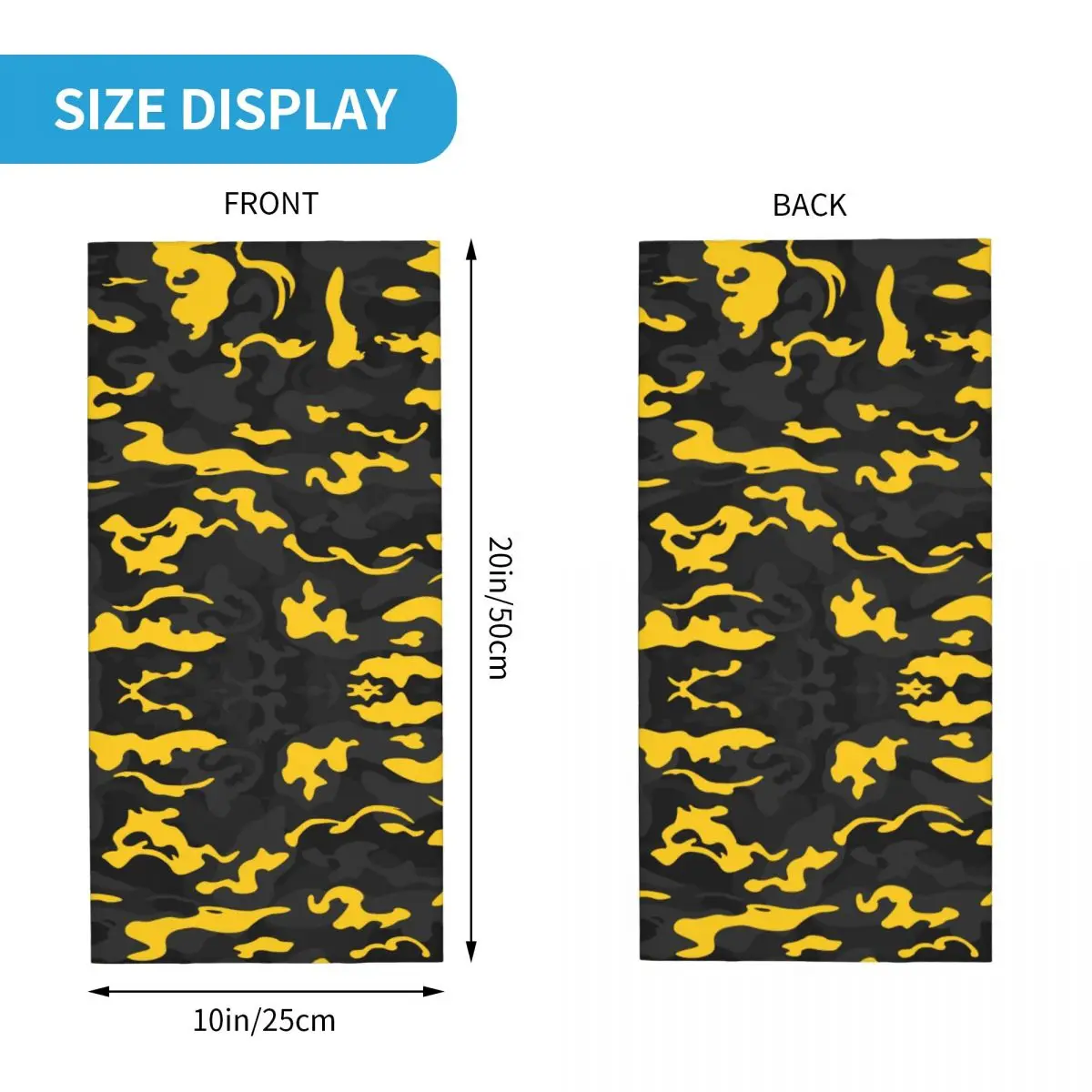 Camo Style Black And Yellow Camouflage Bandana Neck Gaiter for Hiking Running Women Men Wrap Scarf Headband Warmer