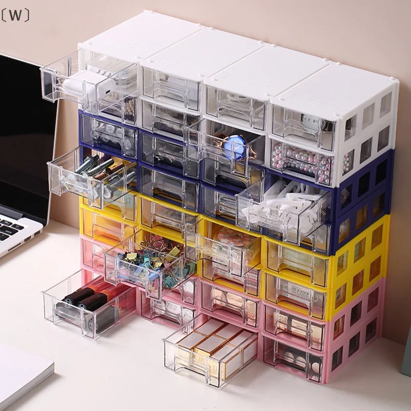 〔W〕Storage Box Stackable Plastic Hardware Parts Storage Boxes Component Screws Tools Organizer Combined Cabinet Drawer Case Box
