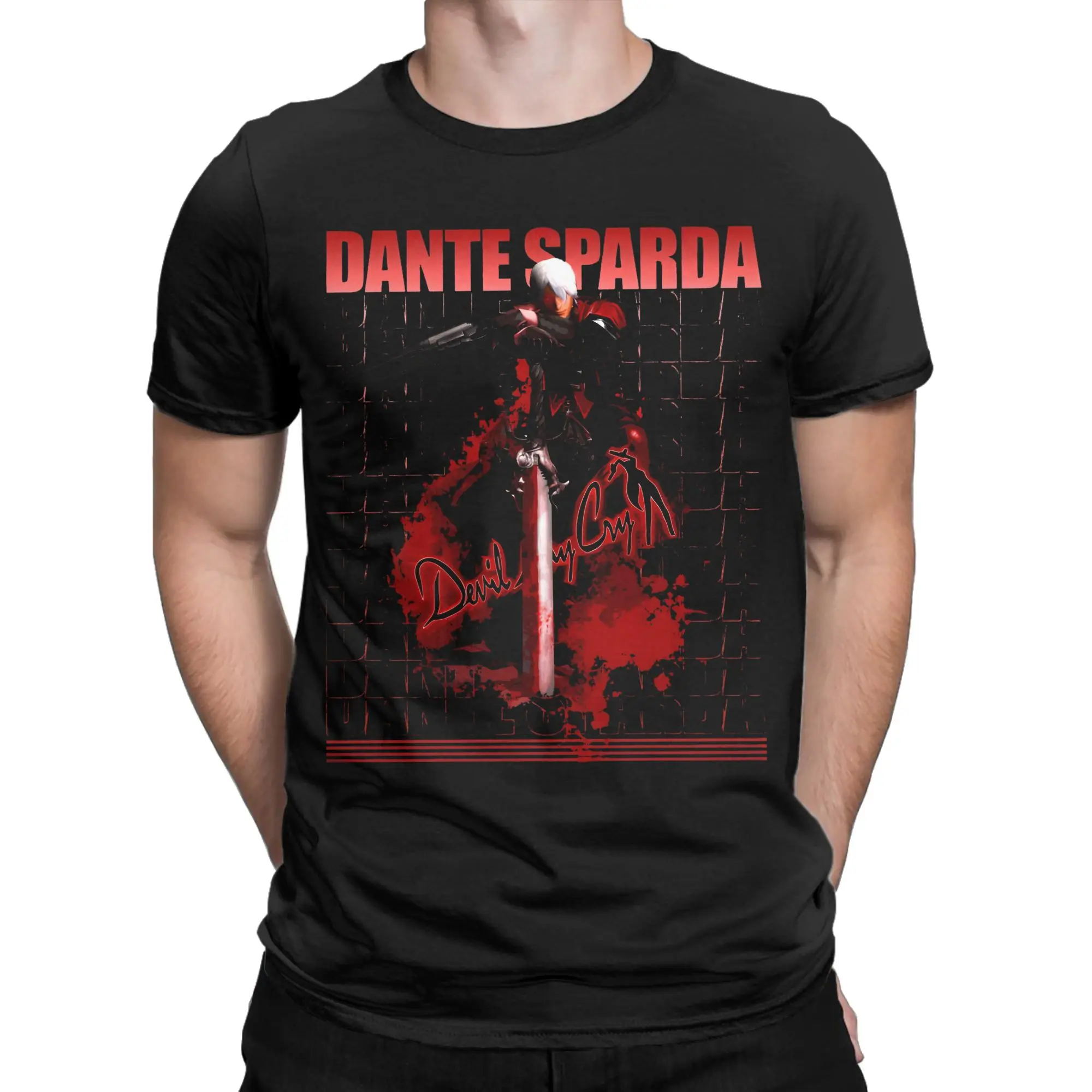 Novelty Dante Sparda Devil May Cry T-Shirt Men Crewneck 100% Cotton T Shirts  Short Sleeve Tee Shirt 4XL 5XL Clothing
