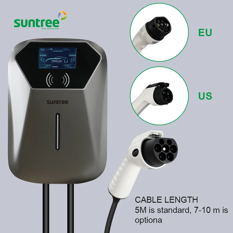 Suntree Wifi 4G smart App control OCPP 16A 32A 40A/50A 7kw 11kw 22kw AC EV Charger wallbox with DLB from China