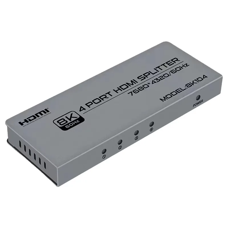 FJ-8K104  8K Four Port HDMI Splitter 1 in 4 Out 7680*4320@60Hz HDMI2.1 4 Screens Together Sharing Audio Video Accessories