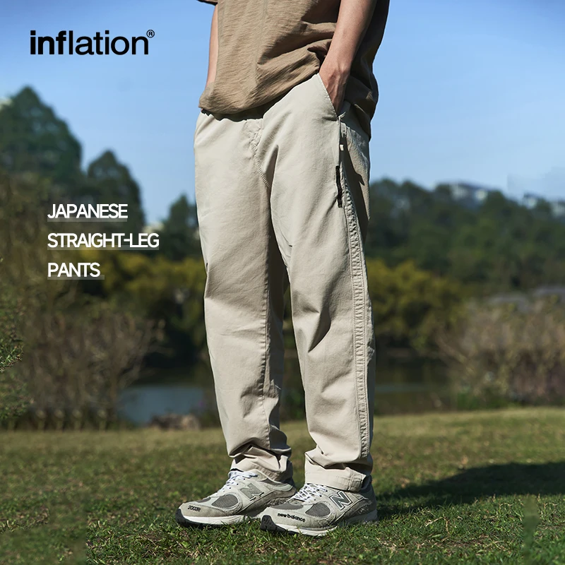 INFLATION Japanese Style Cotton Tapered Pants Men Summer Casual Trousers