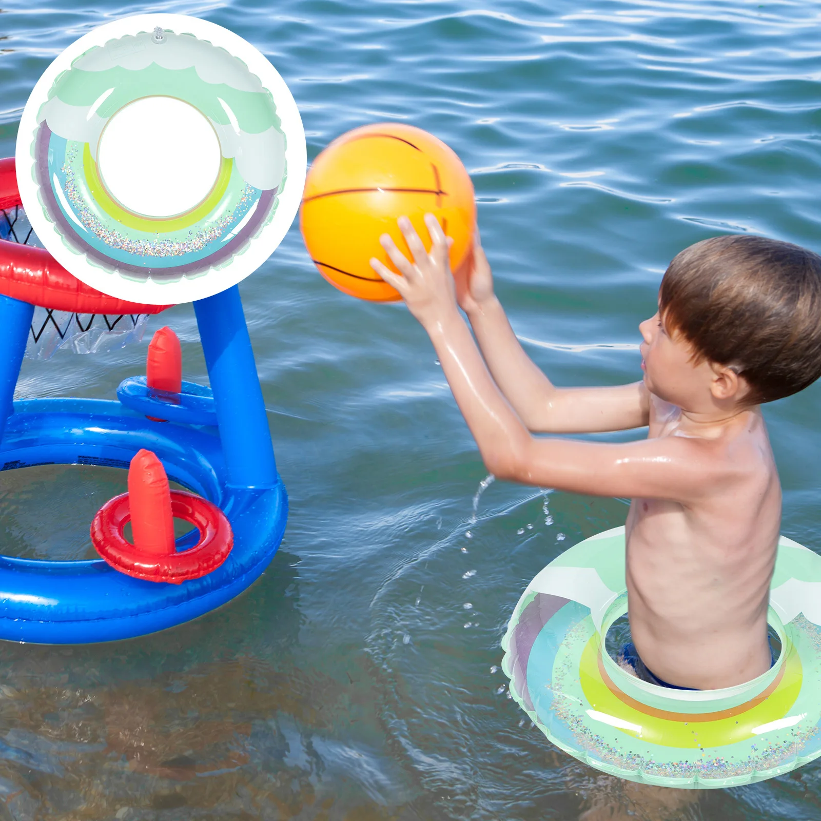 Inflatable Rainbow Ring Heavy Duty PVC Floating Ring for Pool Beach Swimming Safe Leak Resistant Design