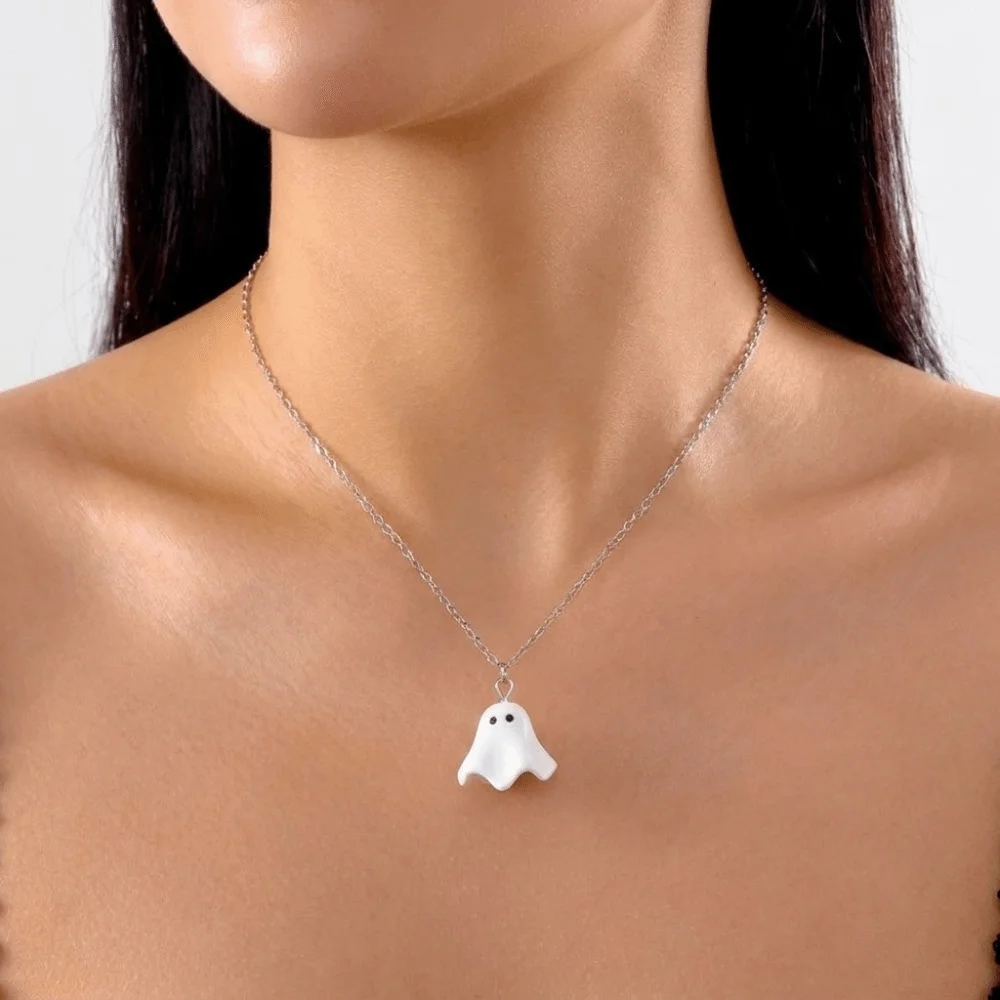 Gift Cartoon Ghost Drop Earrings White Lightweight Women Necklace Jewelry Alloy Dangle Earrings Street Rock Style