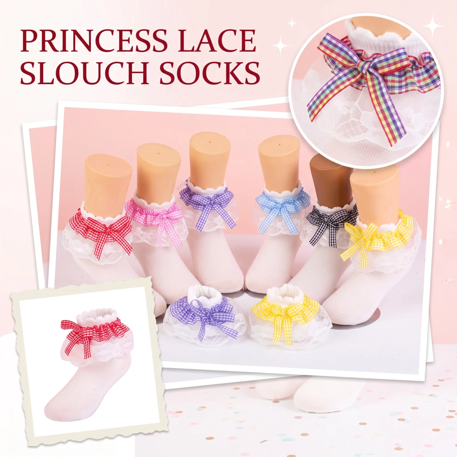 Kids Multi-Layer Lace Short Socks Ruffle Bow Cotton Ankle Socks Cute Princess Socks Girls Party Dress Up Daily Wear