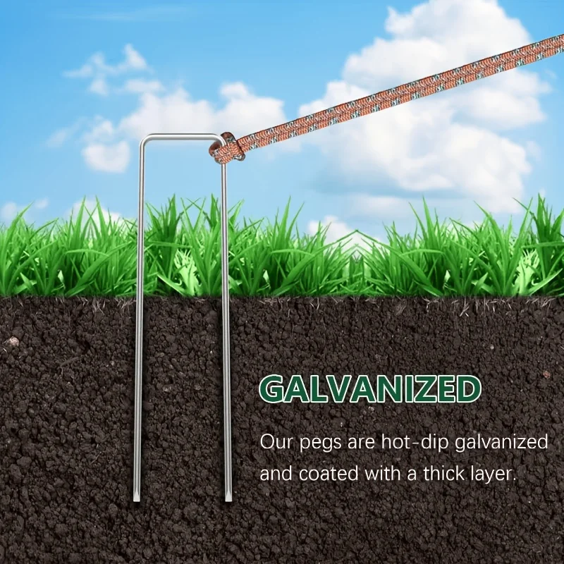 30Pcs Heavy‑Duty U‑Shaped Ground Stakes, Outdoor Tent Pegs for Camping Tents, Artificial Turf and Fabric Coverings