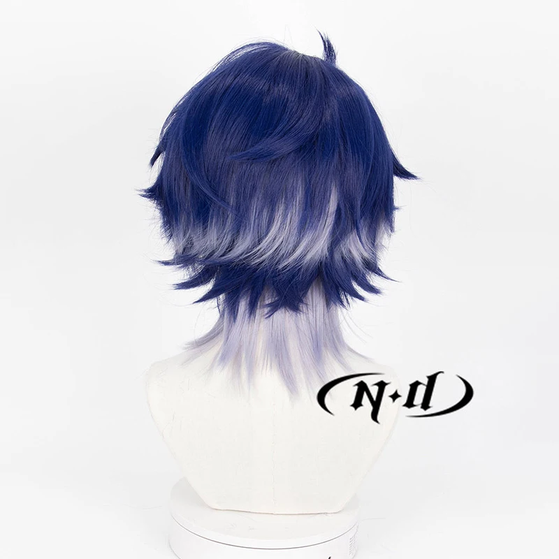 ND Sampo Koski تأثيري الباروكات هونكاي ستار السكك الحديدية تأثيري قصيرة الأزرق الداكن خصلات الشعر المستعار للعبة كوميك كون كوزر مقاومة للحرارة الاصطناعية