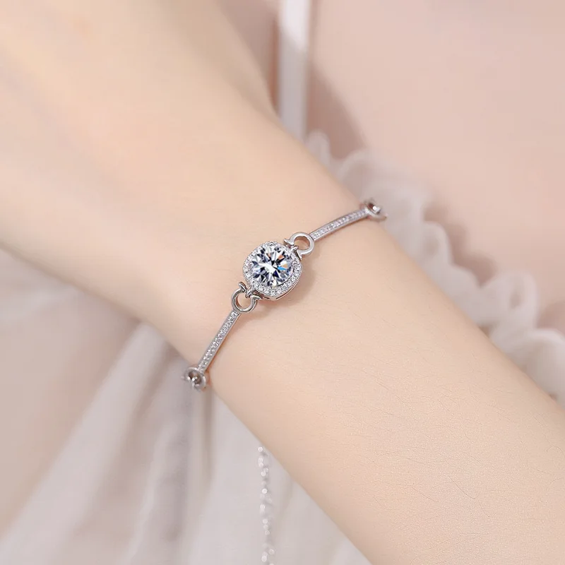 925 sterling zilver 1 karaat Moissanite vierkante tas armband ketting stijlvol elegant nobel en luxe verjaardagscadeau voor vriendin