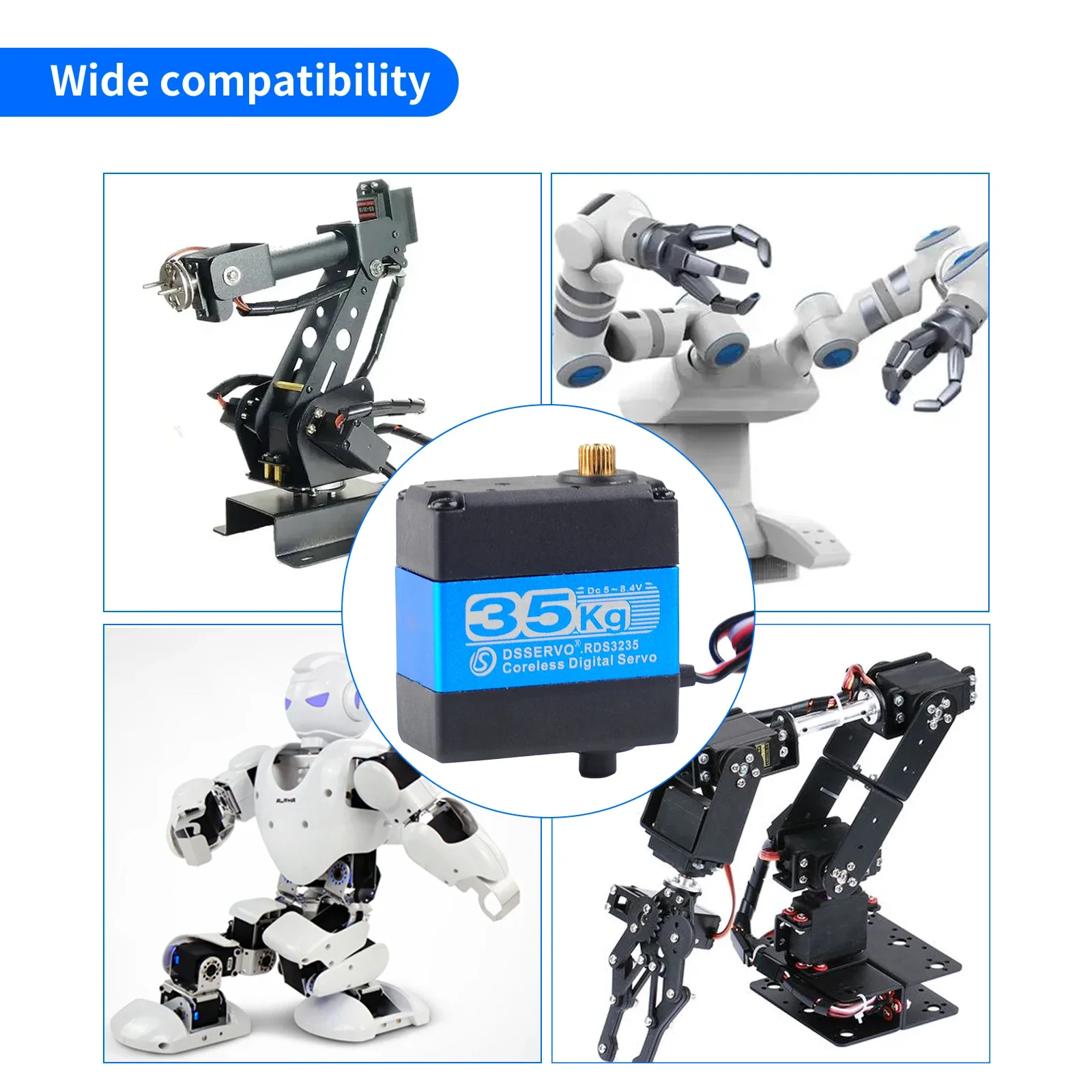Servo digitale coreless da 35 kg RDS3235 Metal Gear a coppia elevata 180/270 gradi con staffa di montaggio a U per giocattoli fai da te Braccio robotico RC