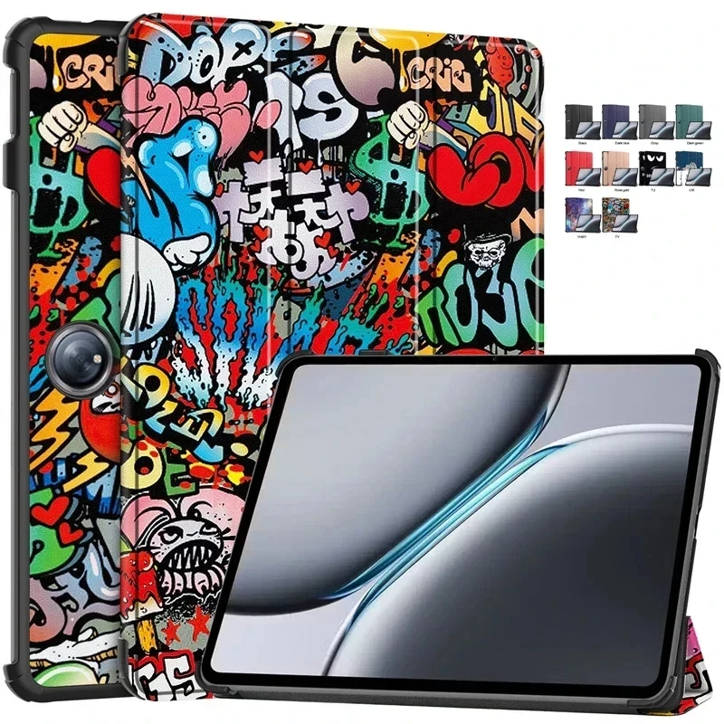 For Oneplus Pad Pro Case 12.1 2024 Print Tri-Fold Leather Stand Hard Smart Cover For Oneplus Pad 2 12.1inch Case 2024 Funda