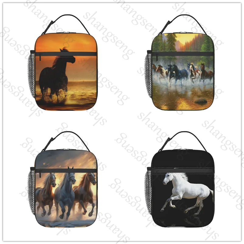 

Horse animal Lunch Bag insulated bag,student thickened waterproof Bento Bag Outdoor Travel Ice Pack, Picnic Bag