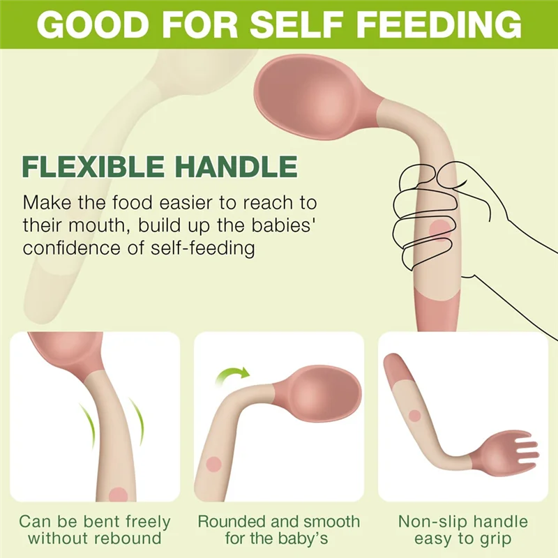 KYCOR-طفل أدوات المائدة الطفل ملعقة وشوكة مجموعة الأطفال الأكل التدريب أدوات المائدة الأطفال طفل رضيع تغذية مجموعة #2