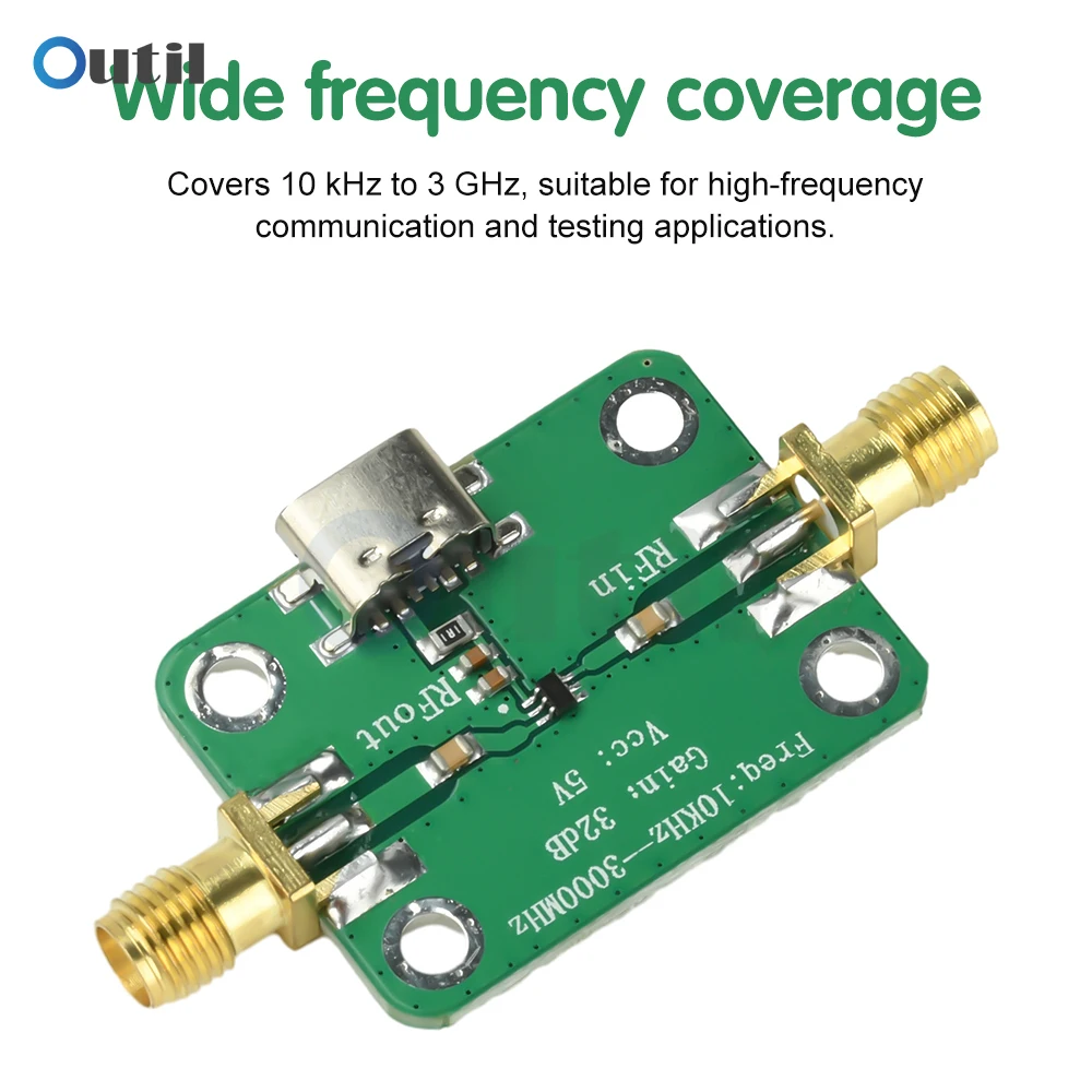 10KHz-3GHz RF Broadband Amplifier Module 32dB Gain Low Noise Medium Power LNA for Signal Generator Auxiliary