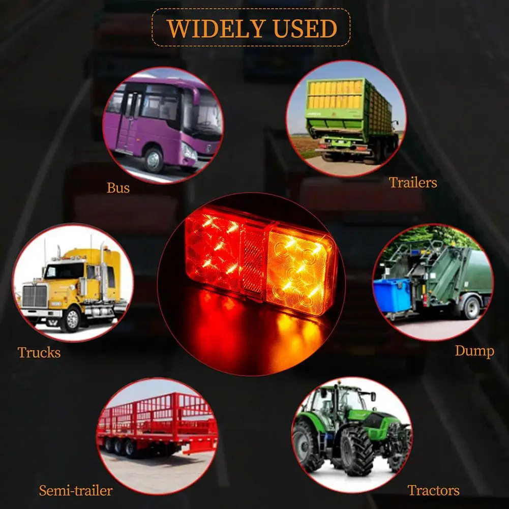 1Pair 12V/24V Rear Stop LED Lights Tail Brake Indicator Truck Van Lamp Trailer Light Waterproof For Trailer Caravans Boats