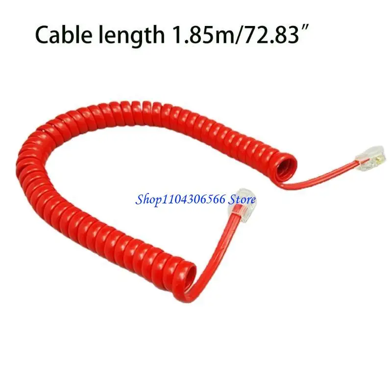 02DD RJ91 4-Core Landline Telephone Curved Wire Cable 4P4C Phone Handset Handle Line 6Ft/1.85m