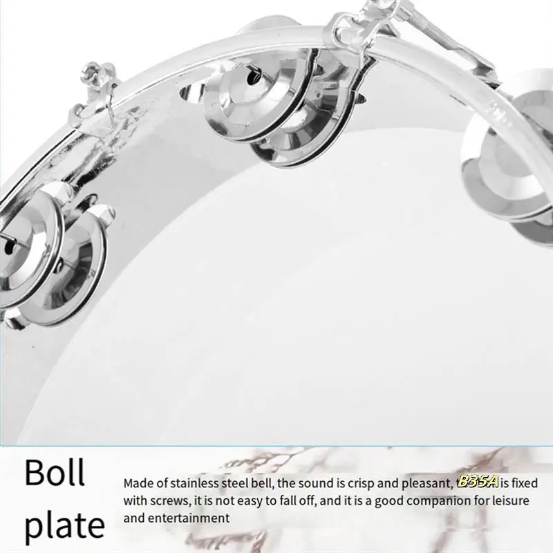 

Tambourines For Adults 10 Inch Self-Adjustable Hand Shaking Bell Drum Double Row Hand Percussion Drum For Kids Adults Durable