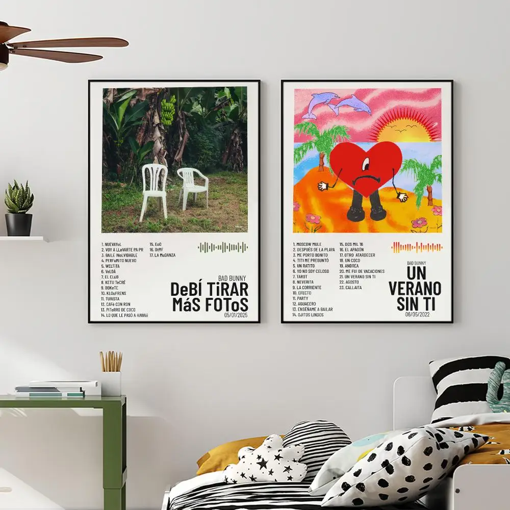 Rapper B-Bad B-Bunny-S Poster Art Prints Wall Art Decor Gifts for Bedroom Living Room Hallway Home Decoration