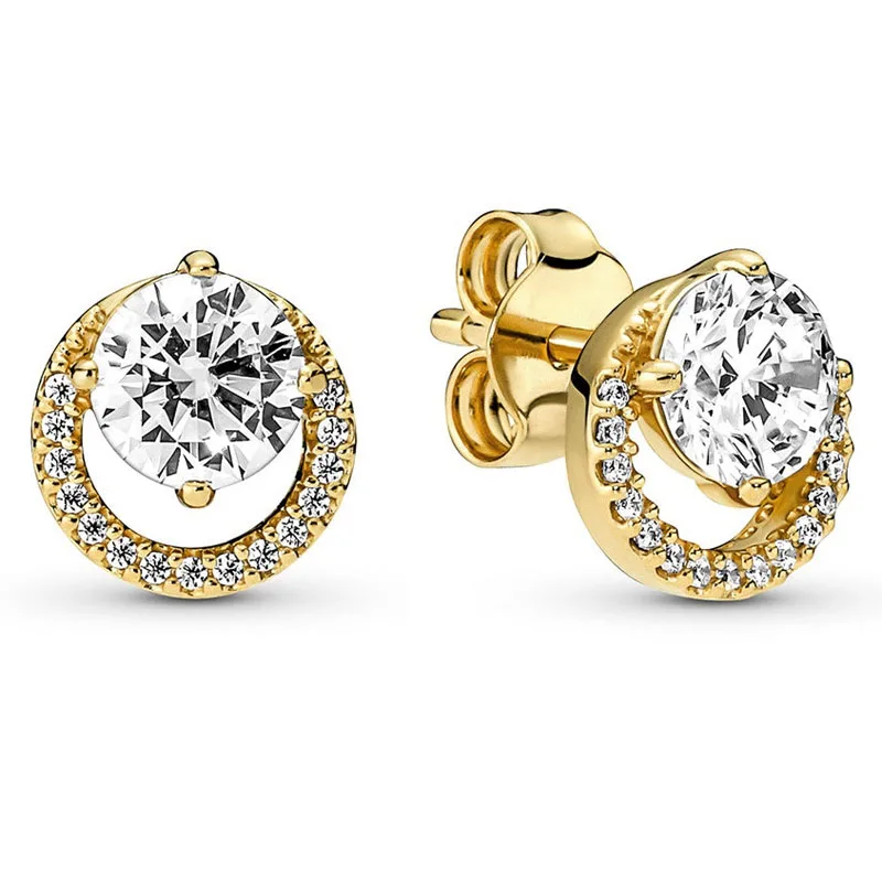 925 Sterling Silver Golden Shine Sparkling Earring Necklace Set