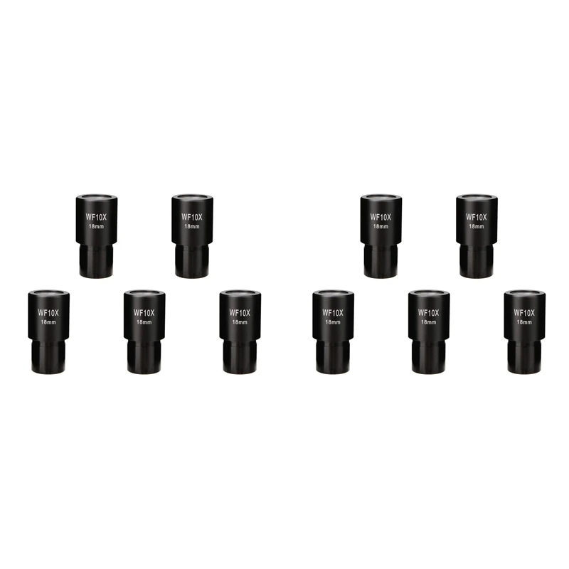 GTBL 10 Pcs 10X Microscope Eyepiece Wide Angle Optical Lenses Adapter Field 18Mm Professional Ocular Lens Standard