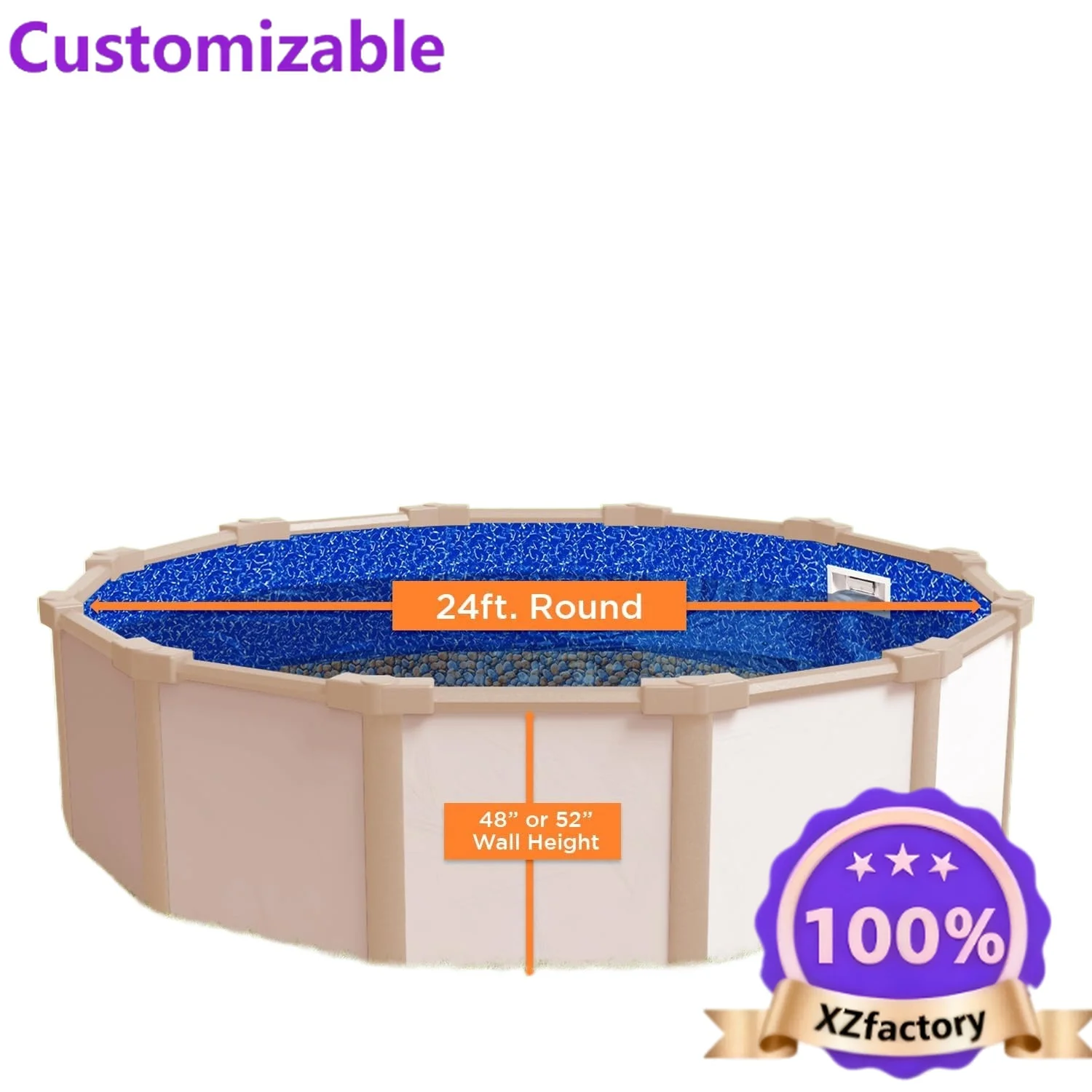 Factory Direct 2026 24ft Round Pool Liner Overlap 48-52in Wall, 20 Gauge Vinyl for Steel Above Ground Pools, Bedrock Pattern