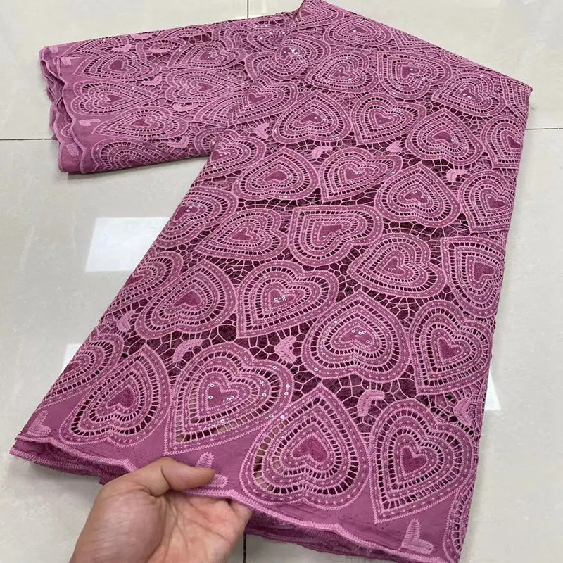 

New arrival Nigerian Guipure Cord Lace print Fabrics Milk Silk African Lace Material TS1456