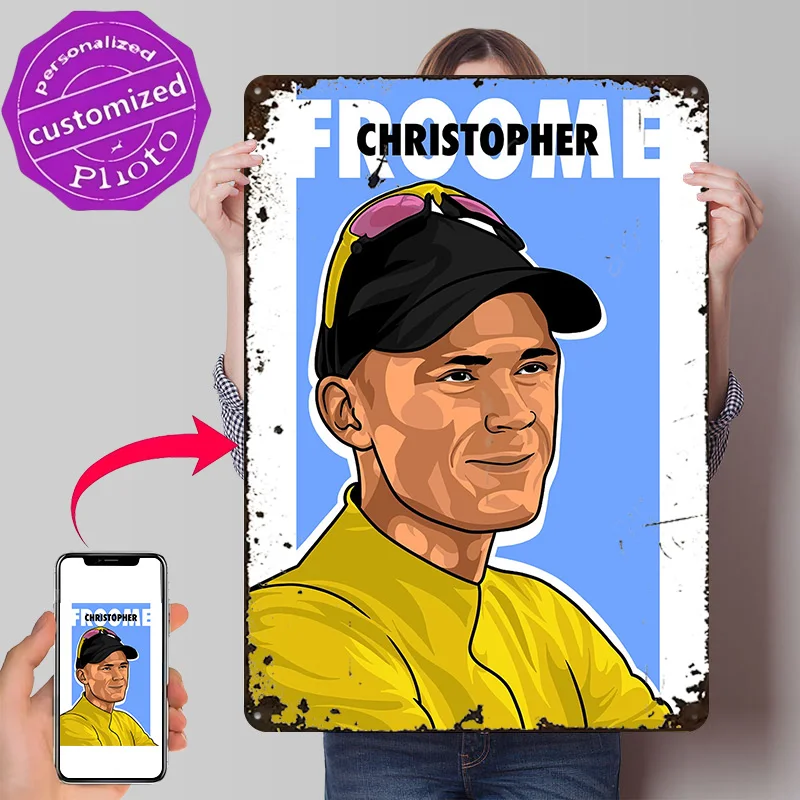 Christopher Froome Personalized 3D Textured Metal Poster Wall Art Tinplate Sign for Bar Accessories Decoration Room House Home
