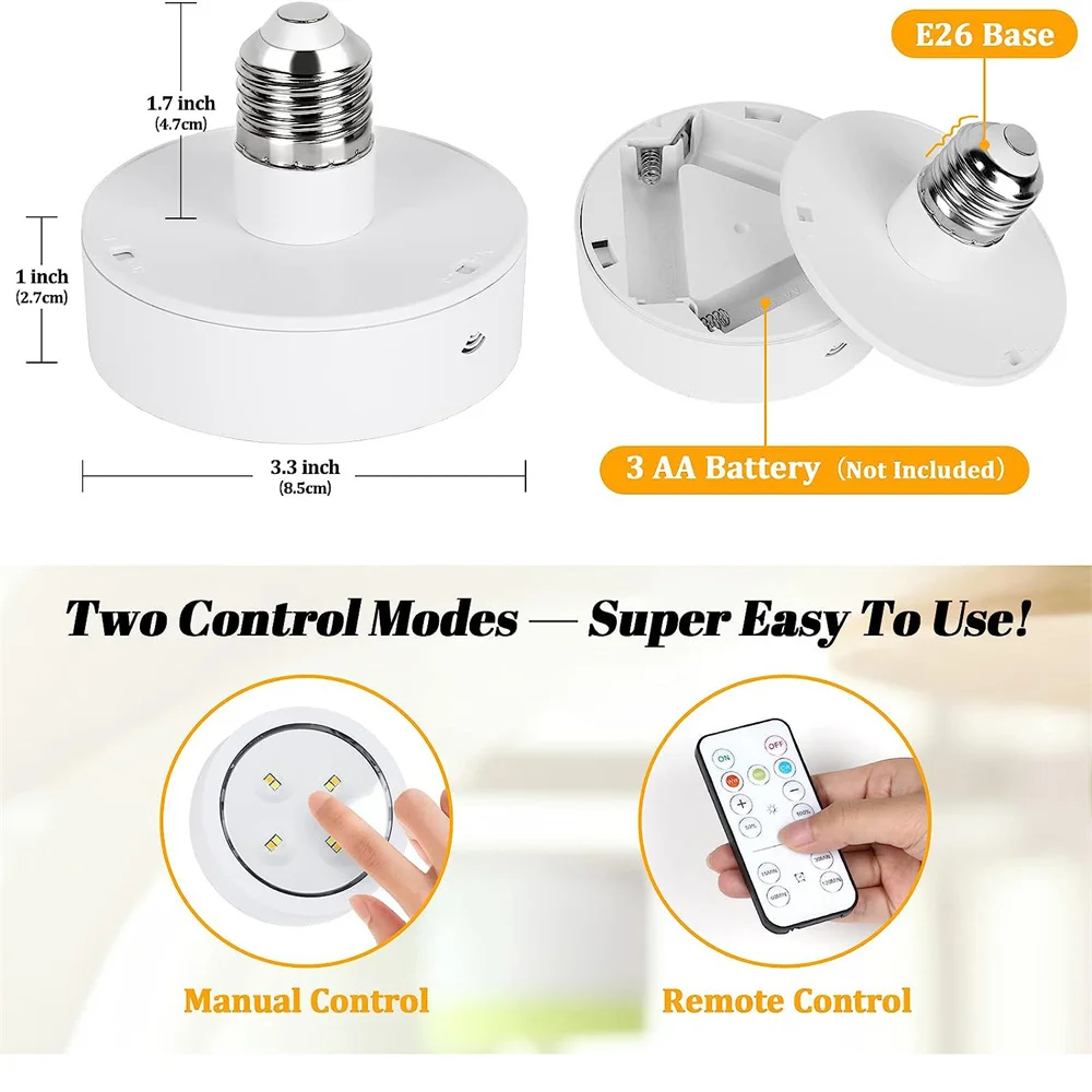 Wireless E26 E27 Base Led Puck Light Dimmable Home Atmosphere Lamp Remote Controller Timer for Background,Showcase,Wall