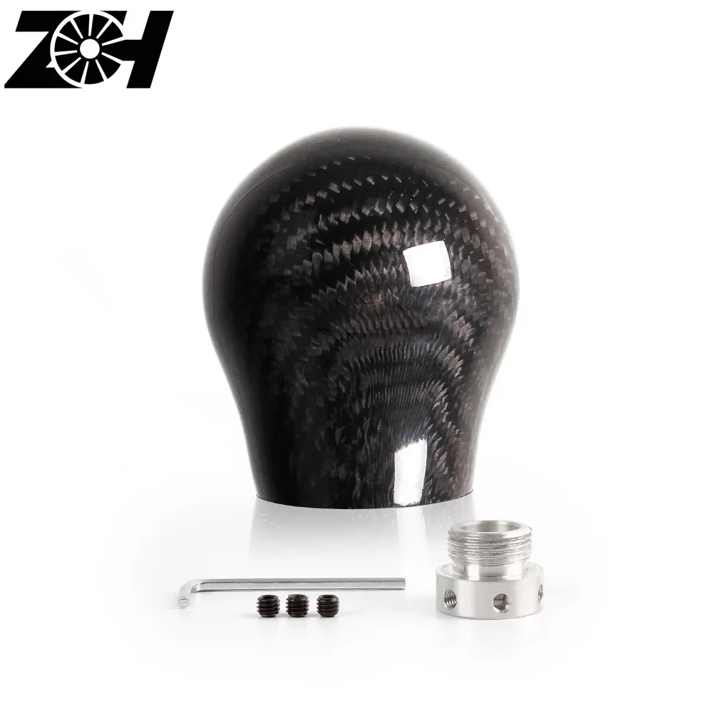 Car Real Carbon Fiber Gear Shift knob Manual Transmission Shifter Lever Knob Round Ball Shape Handle Knobs