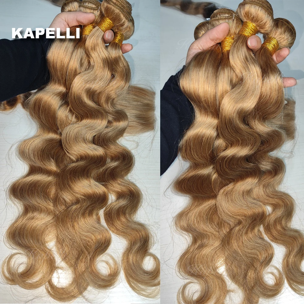 #27 Honey Blonde Human Hair Bundles Pre Color Body Wave Bundles 100% Brazilian Raw Hair Weave Extensions Double Weft 1/3/4 pcs
