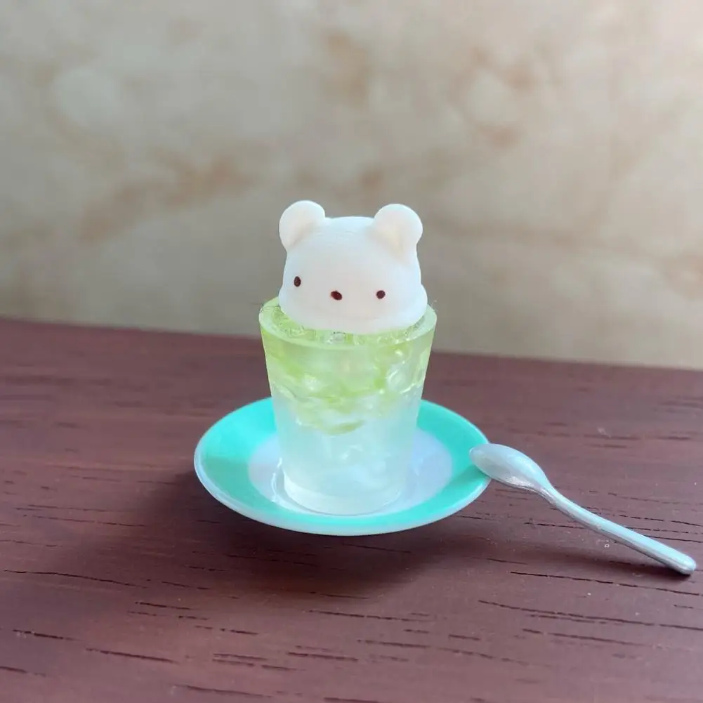 Miniature Ice Drink Decoration Miniature Bear Ice Drink Resin Model Simulated Dessert Ornament for 1/6 1/8 1/12 Dolls Mini