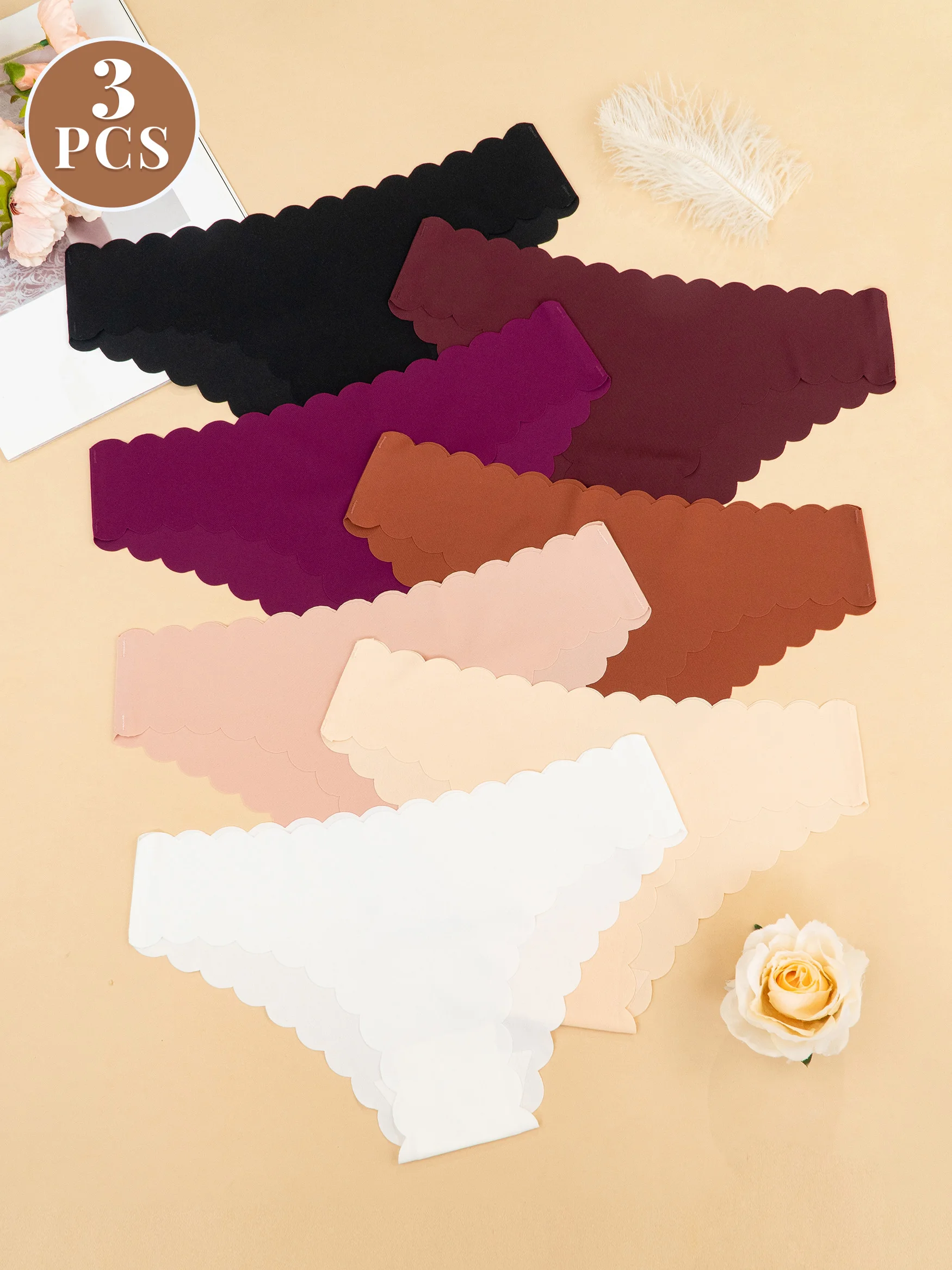 3 قطع سراويل داخلية مثيرة متعددة الألوان، سراويل داخلية بيكيني قابلة للتمدد وقابلة للتنفس متوسطة الارتفاع، ملابس داخلية نسائية وملابس داخلية