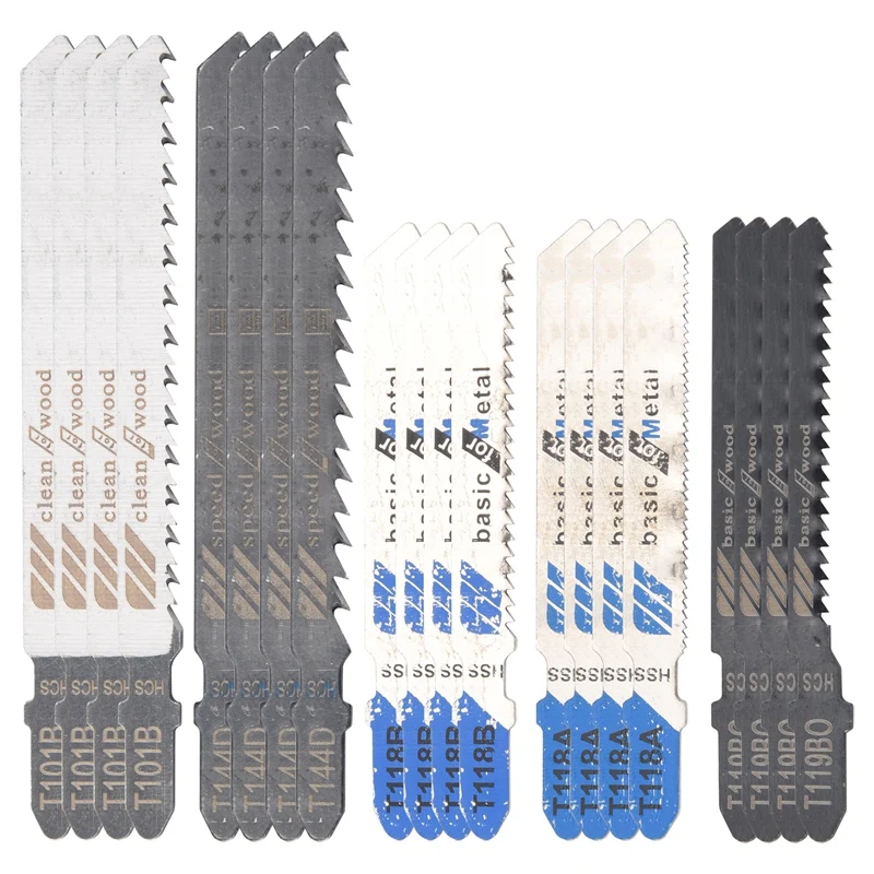 

20 PCS Jigsaw Blades Set Assorted T-Shank Set Replacement Jig Saw Blades Set For Cutting Wood And Metal