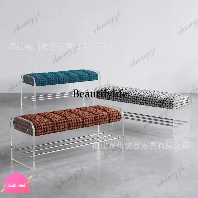 D1089 modern simple acrylic suspension bench light luxury home shoe change stool dining table bedroom bedside stool