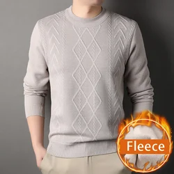 2025 New Sweater Men Casual Knitted Pullover Solid Color Warm Regular Fit Round Neck Sweater Pullovers Mens Sweatwear