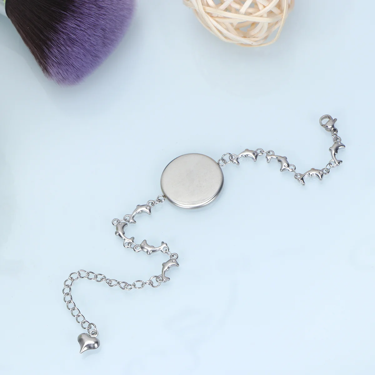 

10 pcs 20Mm Stainless Steel Tray Dolphin Shape Diy Bracelet Base Jewelry Making Kit For Women Wristband Pendant Craft