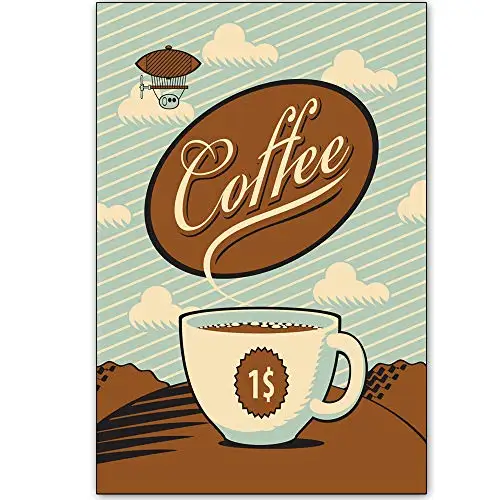 

Original Retro Design Comic Style Coffee Tin Metal Signs Wall Art | Thick Tinplate Print Poster Wall Decoration for Cafe/Kitchen