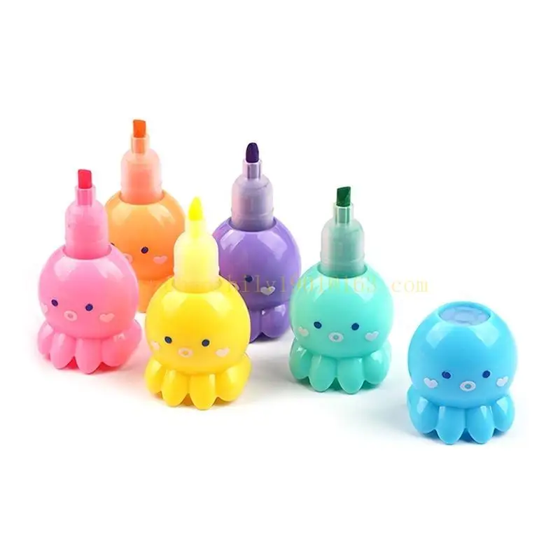 62ka 5-rate Student Octopus Fluorescent Highlighters