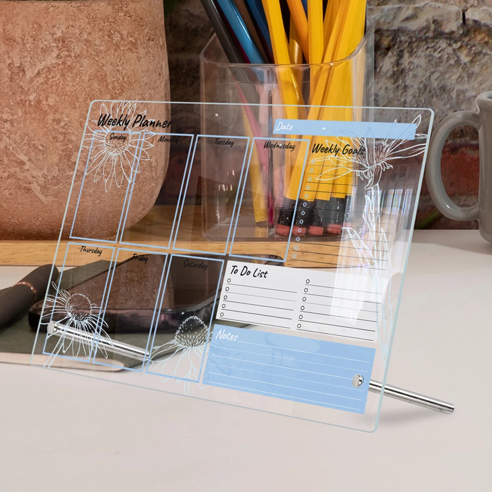 1 مجموعة من مذكرة الاكريليك سطح المكتب لوحة المسح الجاف للقيام بقائمة مخطط مكتب منظم قرطاسية المدرسة واضح السبورة المفكرة