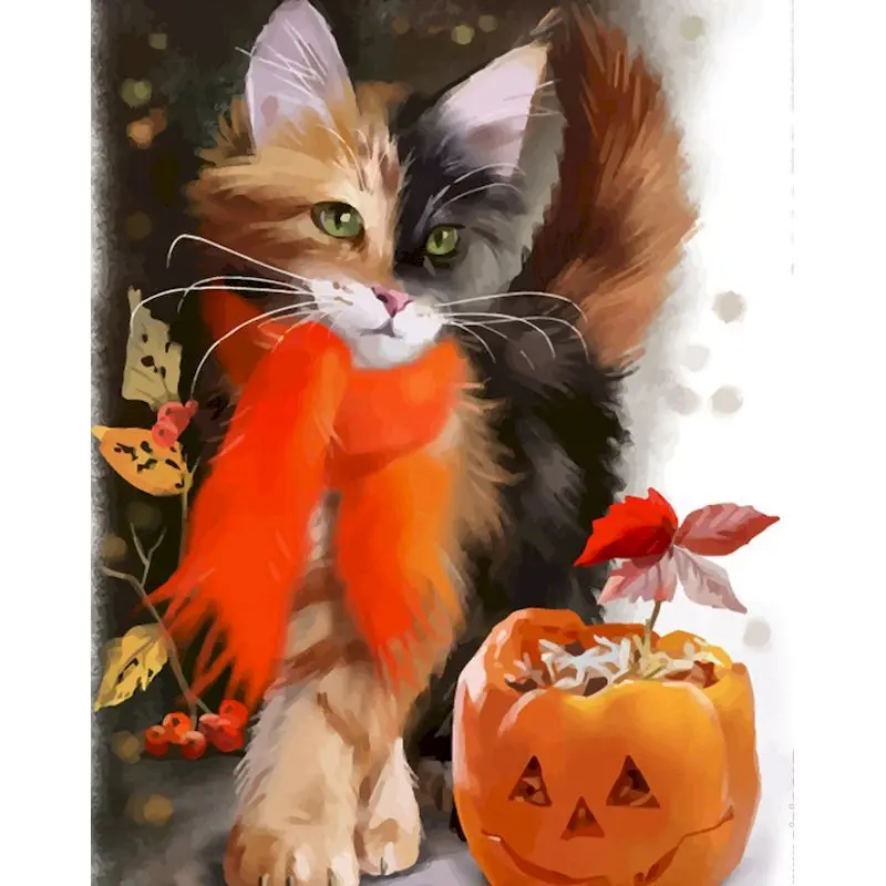 

GATYZTORY Painting By Numbers For Adults cat pumpkin head Handpainted Personalized Gift Frame Paint With Numbers For Home Decor