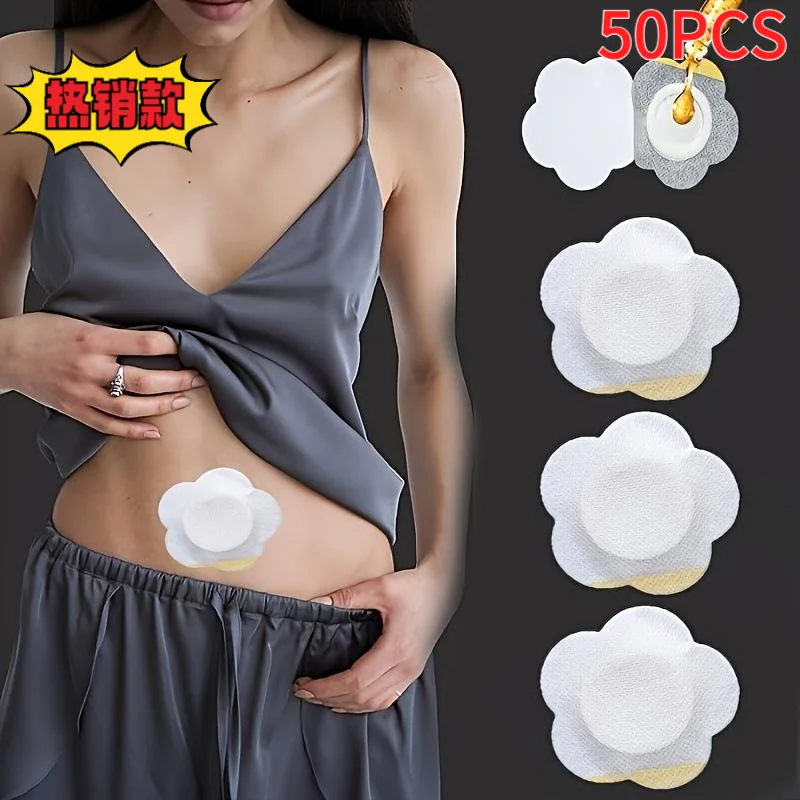 50/30Pcs Disposable Breathable Castor Oil Belly Patches Non-Woven Belly Button Stickers Comfortable Fit (Oil Free)1