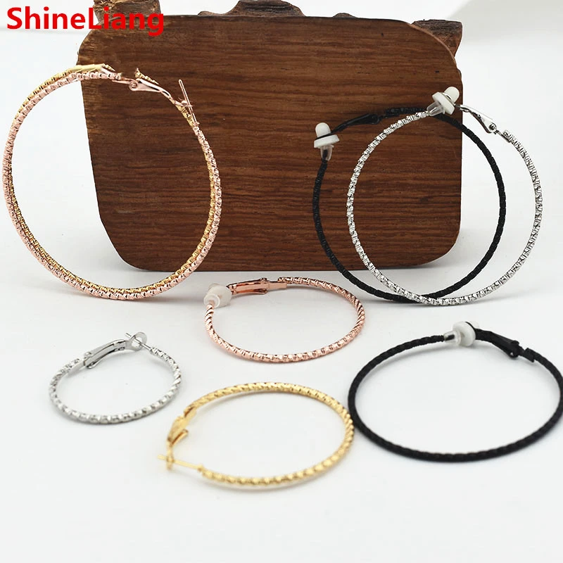 Clip on Earrings for Women Thin Circle Embossed Pattern Shiny Texture No Ear Holes to Wear Not Allergic Trend Street Temperament