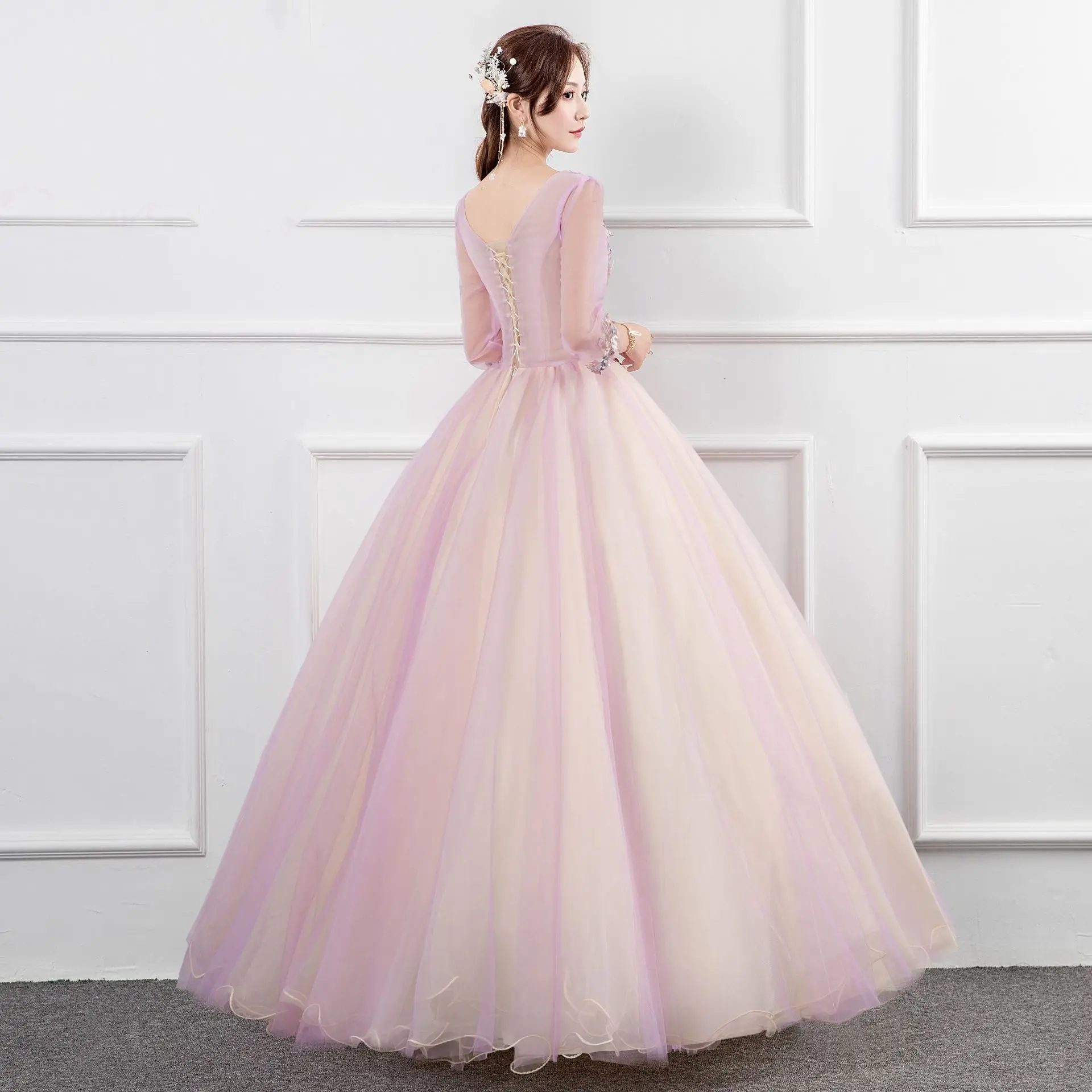 Женское элегантное розовое платье Quinceanera, роскошное кружевное платье с вырезом лодочкой и вышивкой, винтажное платье для выпускного вечера, 15 лет