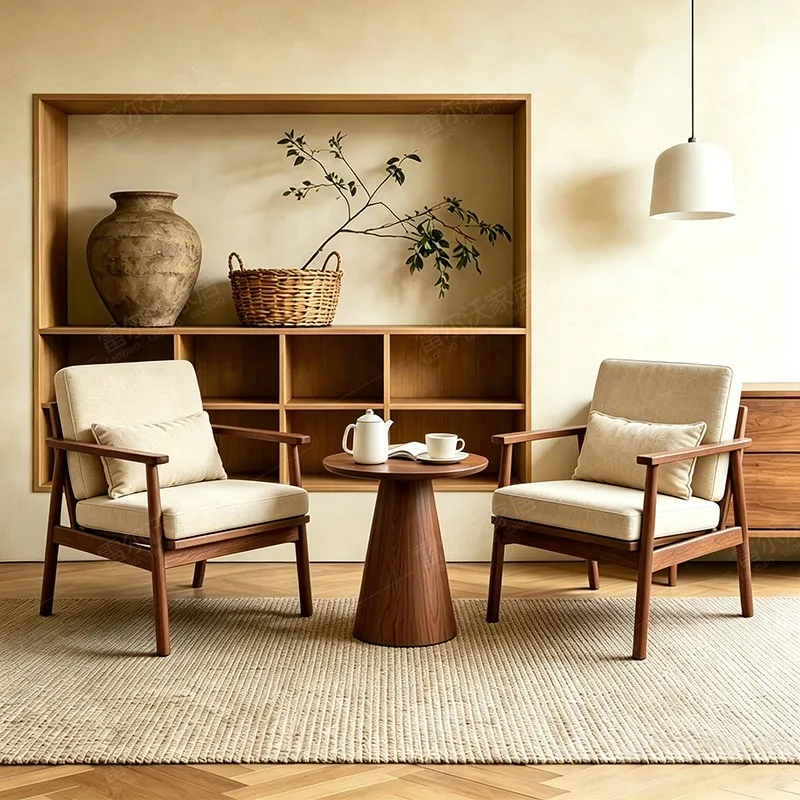Retro fabric sofa chair living room balcony hotel homestay cafe tea house leisure reception negotiation table and chair combinat