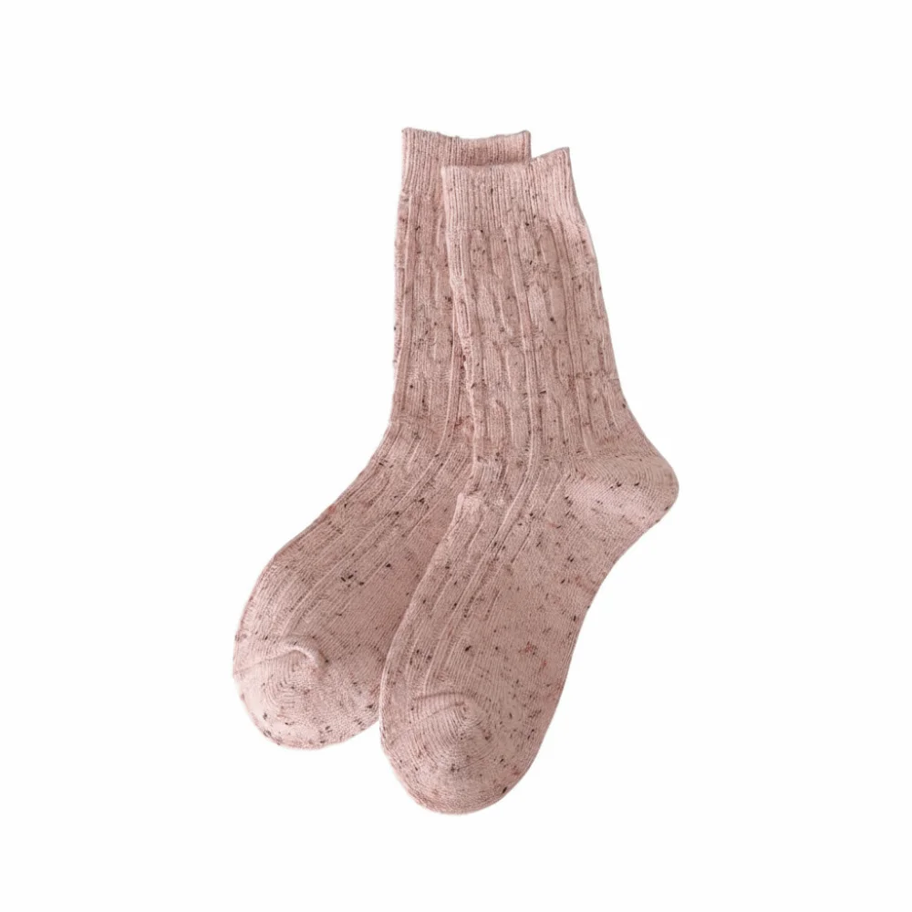 جوارب صوف نسائية سميكة غير رسمية مريحة ودافئة وبسيطة جوارب شتوية مخططة جوارب دائرية لموسم الخريف