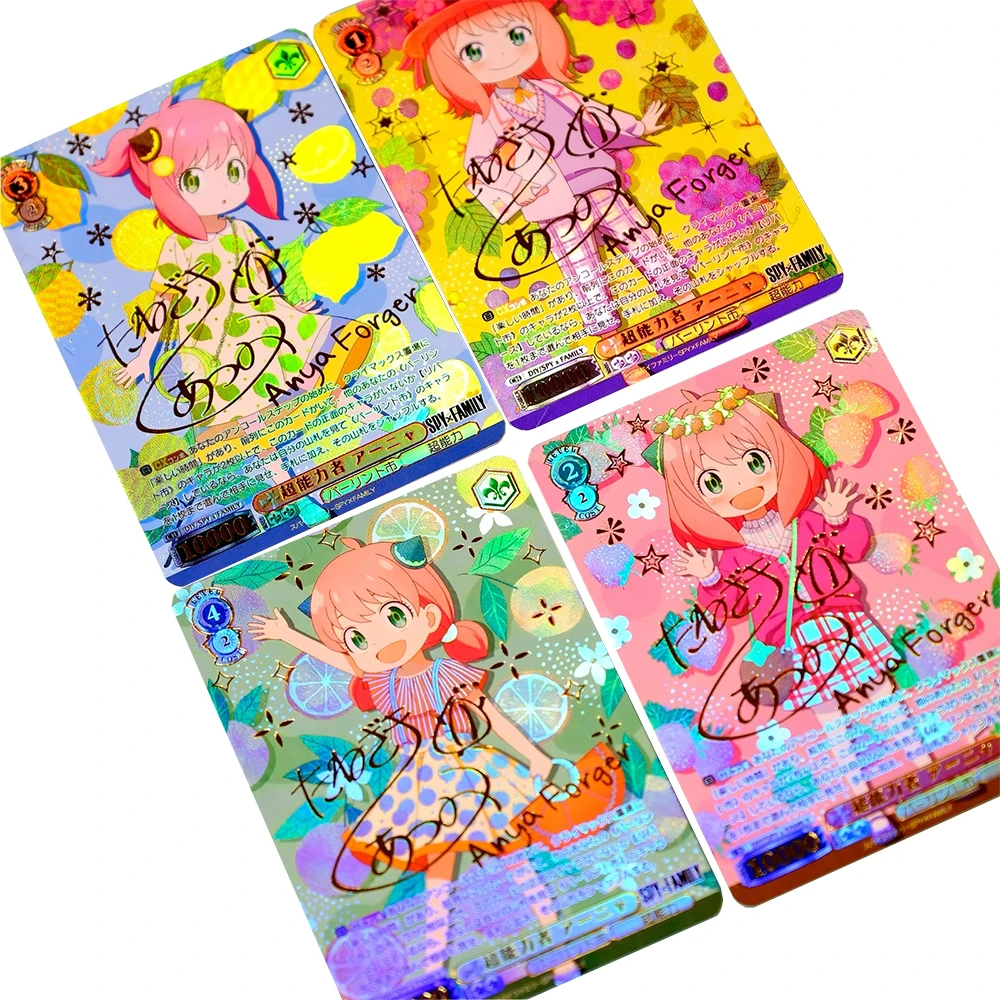 Déesse histoire bricolage Anya Forger or Signature en relief paillettes marquage à chaud carte à collectionner Anime garçon anniversaire cadeau de noël