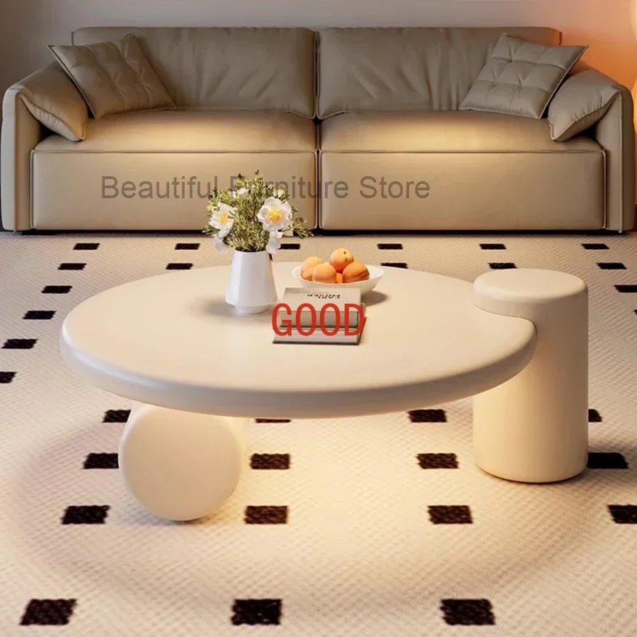 

Итальянский минималистичный круглый глянцевый белый кофейный столик для современной гостиной (Stolik Kawowy)